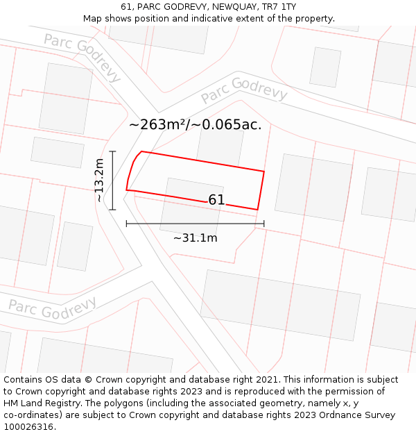 61, PARC GODREVY, NEWQUAY, TR7 1TY: Plot and title map