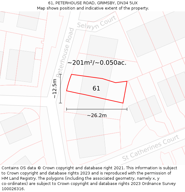 61, PETERHOUSE ROAD, GRIMSBY, DN34 5UX: Plot and title map