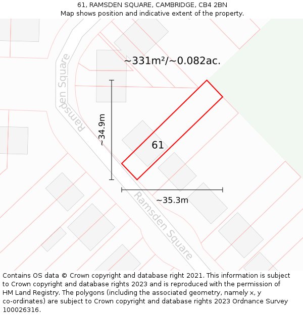 61, RAMSDEN SQUARE, CAMBRIDGE, CB4 2BN: Plot and title map