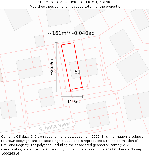 61, SCHOLLA VIEW, NORTHALLERTON, DL6 3RT: Plot and title map