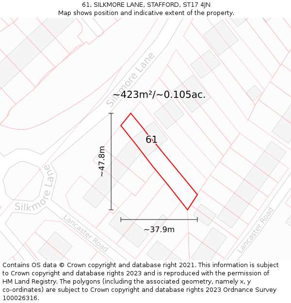 61, SILKMORE LANE, STAFFORD, ST17 4JN: Plot and title map