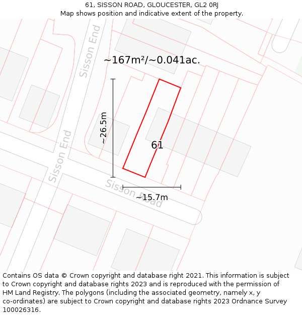 61, SISSON ROAD, GLOUCESTER, GL2 0RJ: Plot and title map