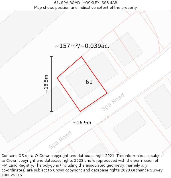 61, SPA ROAD, HOCKLEY, SS5 4AR: Plot and title map