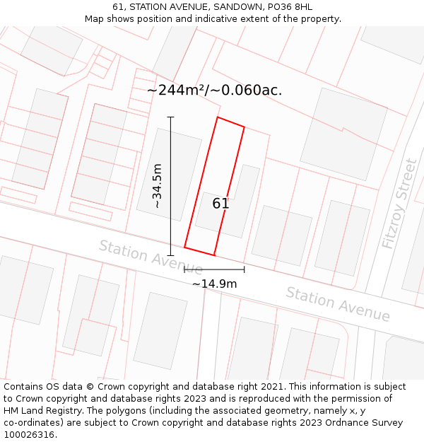 61, STATION AVENUE, SANDOWN, PO36 8HL: Plot and title map