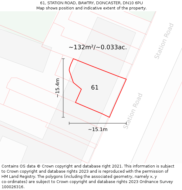 61, STATION ROAD, BAWTRY, DONCASTER, DN10 6PU: Plot and title map