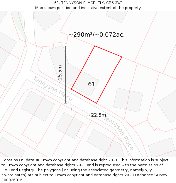 61, TENNYSON PLACE, ELY, CB6 3WF: Plot and title map