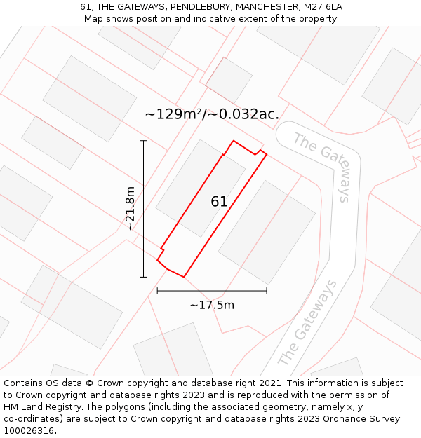 61, THE GATEWAYS, PENDLEBURY, MANCHESTER, M27 6LA: Plot and title map