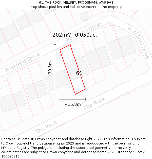61, THE ROCK, HELSBY, FRODSHAM, WA6 9AS: Plot and title map