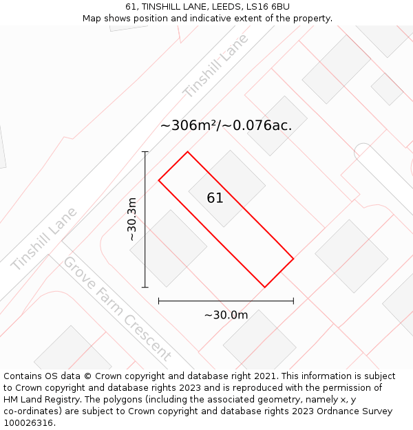 61, TINSHILL LANE, LEEDS, LS16 6BU: Plot and title map