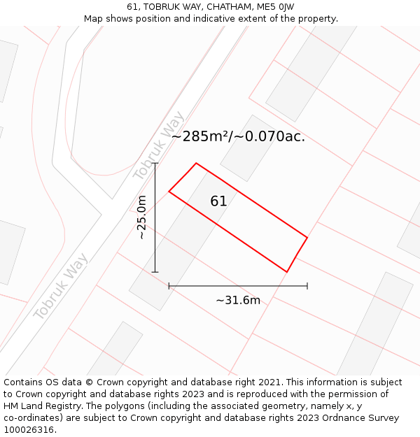 61, TOBRUK WAY, CHATHAM, ME5 0JW: Plot and title map
