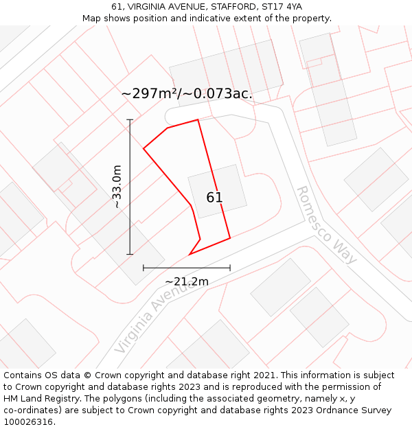 61, VIRGINIA AVENUE, STAFFORD, ST17 4YA: Plot and title map