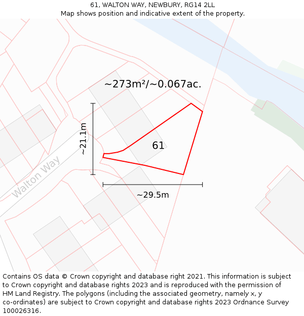 61, WALTON WAY, NEWBURY, RG14 2LL: Plot and title map