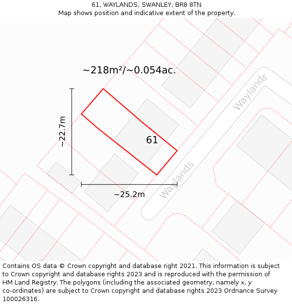 61, WAYLANDS, SWANLEY, BR8 8TN: Plot and title map