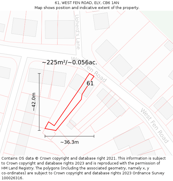 61, WEST FEN ROAD, ELY, CB6 1AN: Plot and title map