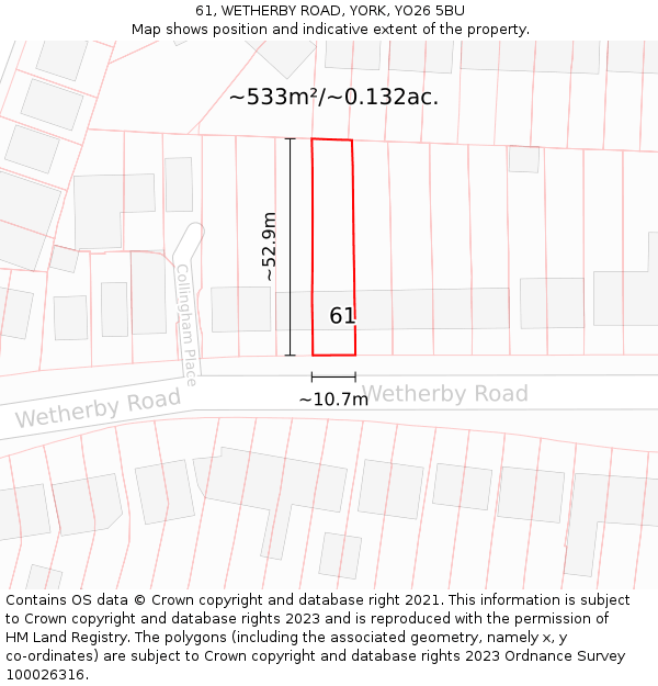 61, WETHERBY ROAD, YORK, YO26 5BU: Plot and title map