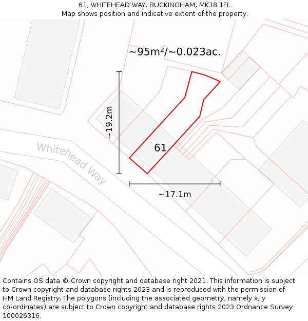 61, WHITEHEAD WAY, BUCKINGHAM, MK18 1FL: Plot and title map