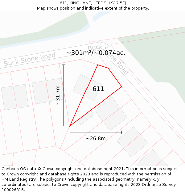 611, KING LANE, LEEDS, LS17 5EJ: Plot and title map
