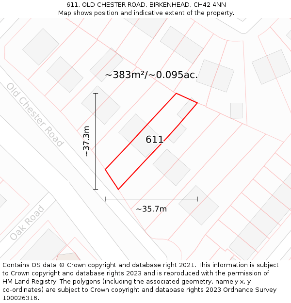 611, OLD CHESTER ROAD, BIRKENHEAD, CH42 4NN: Plot and title map