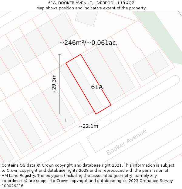 61A, BOOKER AVENUE, LIVERPOOL, L18 4QZ: Plot and title map