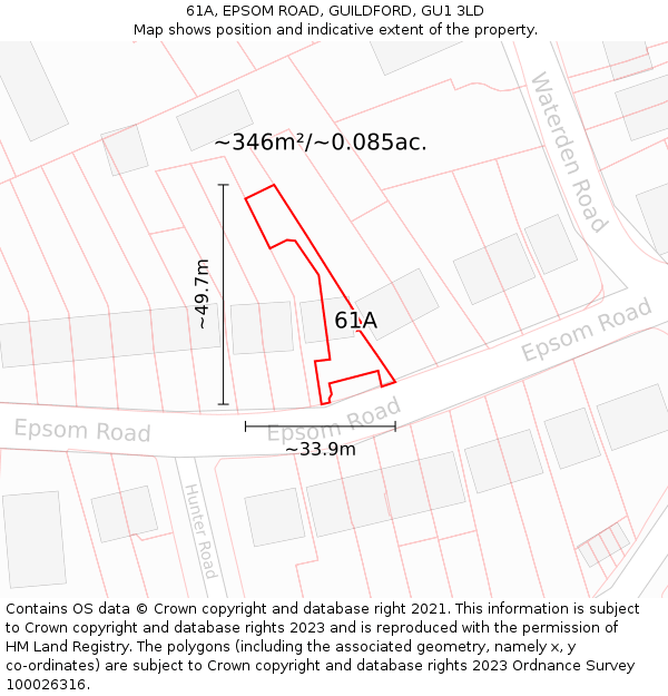 61A, EPSOM ROAD, GUILDFORD, GU1 3LD: Plot and title map