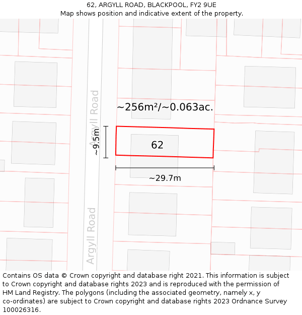 62, ARGYLL ROAD, BLACKPOOL, FY2 9UE: Plot and title map