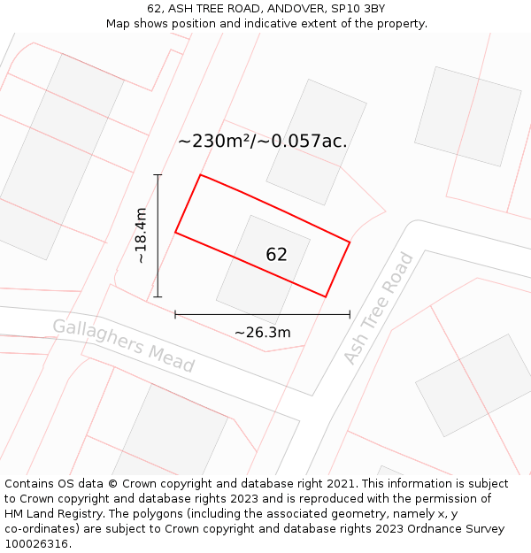 62, ASH TREE ROAD, ANDOVER, SP10 3BY: Plot and title map