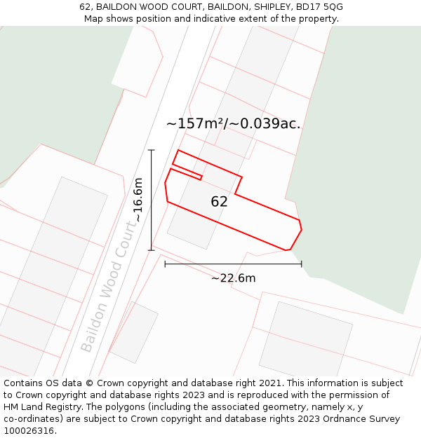 62, BAILDON WOOD COURT, BAILDON, SHIPLEY, BD17 5QG: Plot and title map