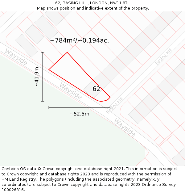 62, BASING HILL, LONDON, NW11 8TH: Plot and title map