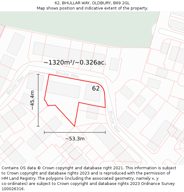62, BHULLAR WAY, OLDBURY, B69 2GL: Plot and title map