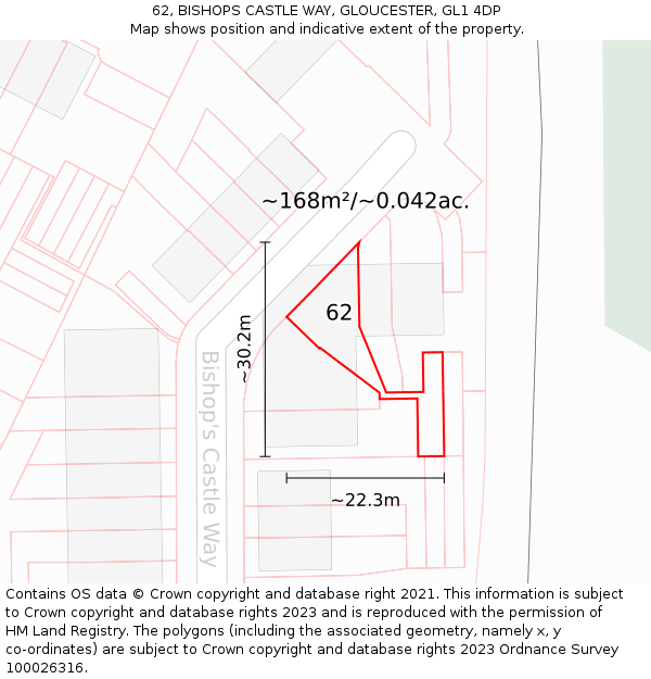 62, BISHOPS CASTLE WAY, GLOUCESTER, GL1 4DP: Plot and title map