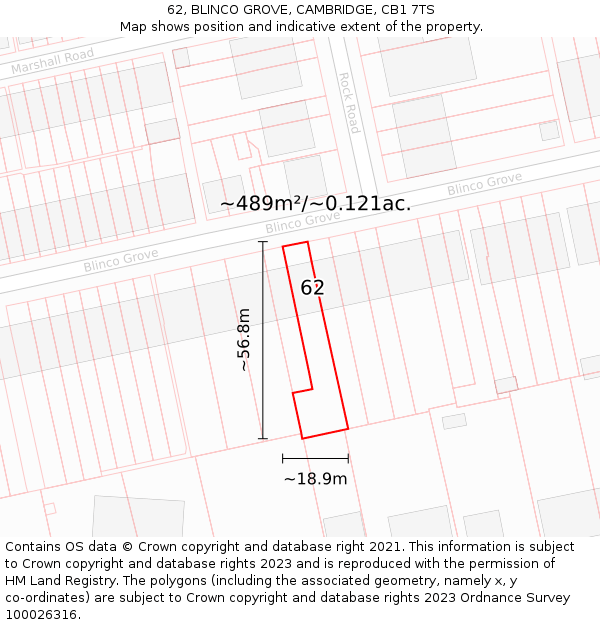 62, BLINCO GROVE, CAMBRIDGE, CB1 7TS: Plot and title map