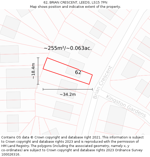 62, BRIAN CRESCENT, LEEDS, LS15 7PN: Plot and title map