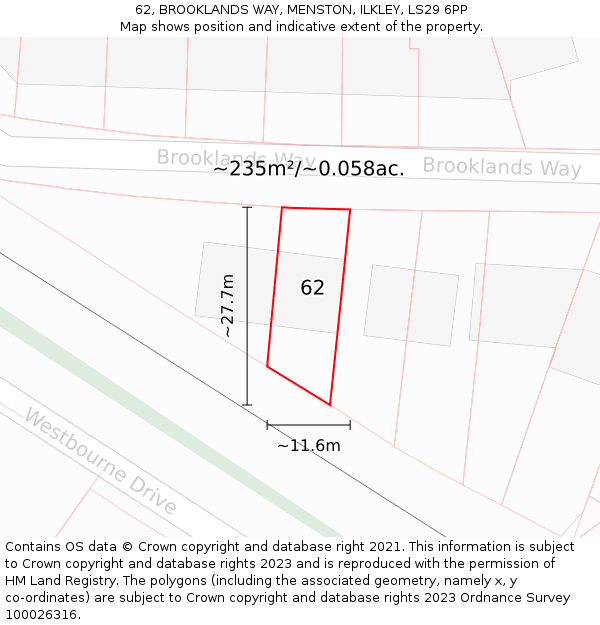 62, BROOKLANDS WAY, MENSTON, ILKLEY, LS29 6PP: Plot and title map