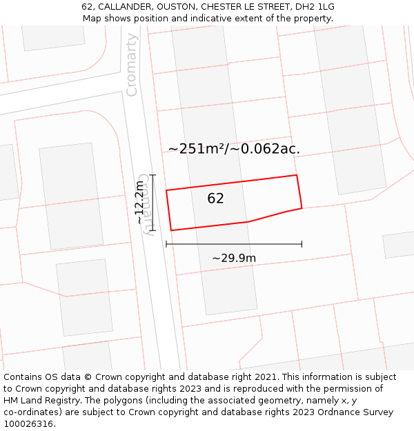 62, CALLANDER, OUSTON, CHESTER LE STREET, DH2 1LG: Plot and title map