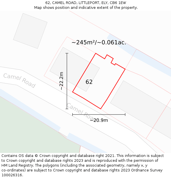 62, CAMEL ROAD, LITTLEPORT, ELY, CB6 1EW: Plot and title map