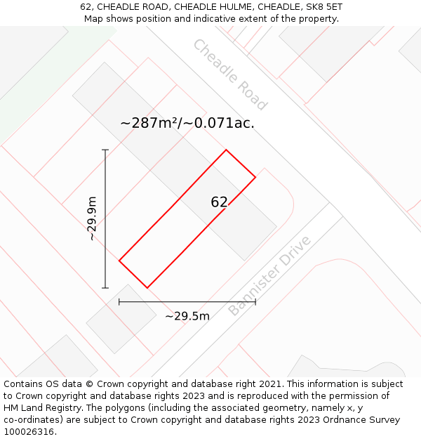 62, CHEADLE ROAD, CHEADLE HULME, CHEADLE, SK8 5ET: Plot and title map