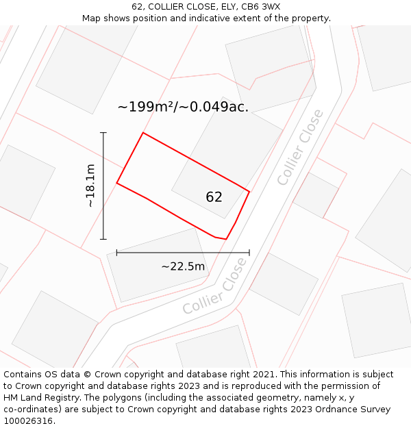 62, COLLIER CLOSE, ELY, CB6 3WX: Plot and title map
