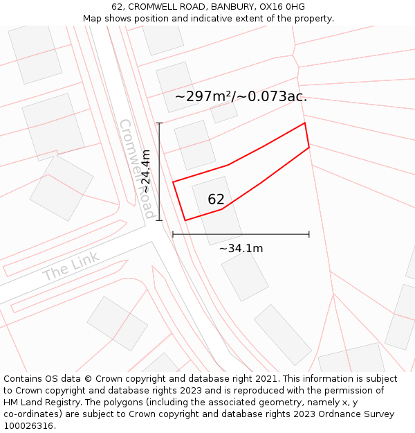 62, CROMWELL ROAD, BANBURY, OX16 0HG: Plot and title map