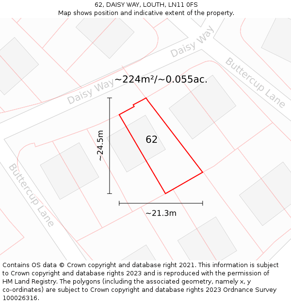 62, DAISY WAY, LOUTH, LN11 0FS: Plot and title map
