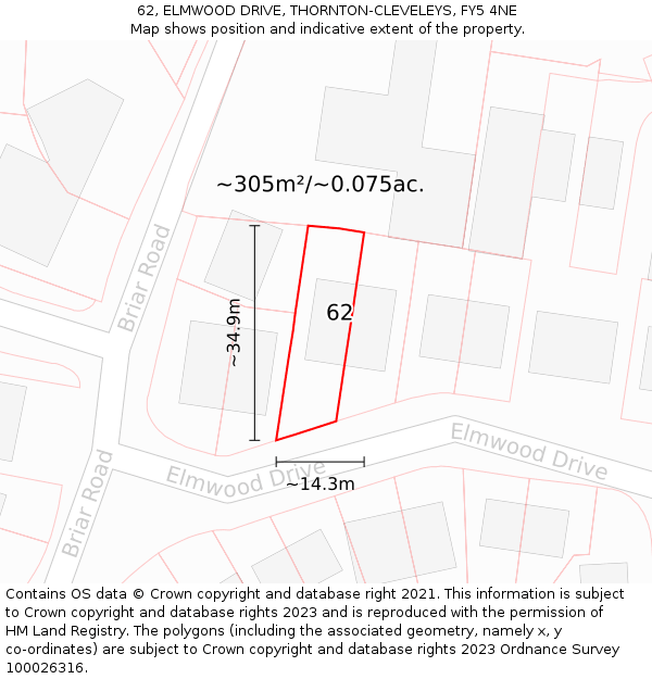 62, ELMWOOD DRIVE, THORNTON-CLEVELEYS, FY5 4NE: Plot and title map