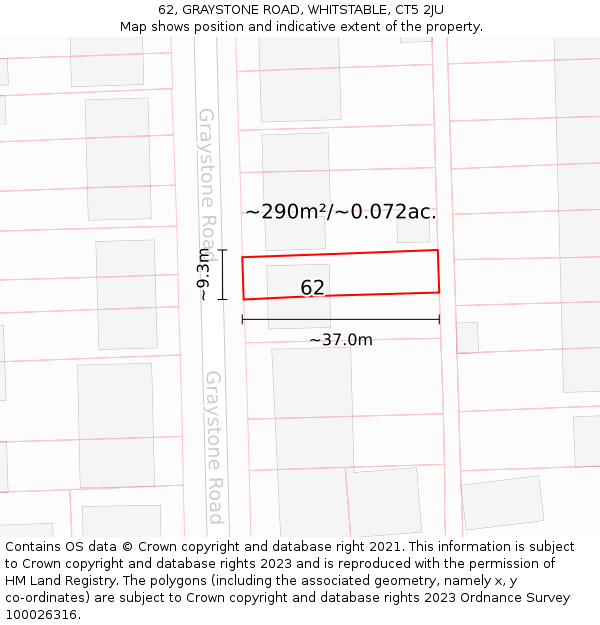 62, GRAYSTONE ROAD, WHITSTABLE, CT5 2JU: Plot and title map