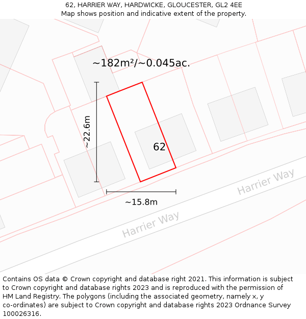 62, HARRIER WAY, HARDWICKE, GLOUCESTER, GL2 4EE: Plot and title map