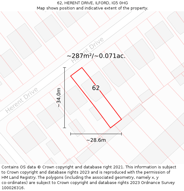 62, HERENT DRIVE, ILFORD, IG5 0HG: Plot and title map