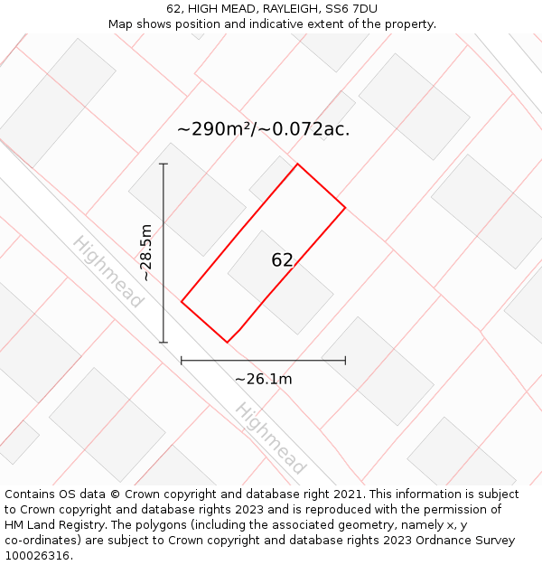 62, HIGH MEAD, RAYLEIGH, SS6 7DU: Plot and title map