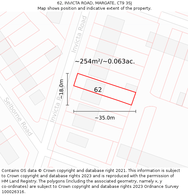 62, INVICTA ROAD, MARGATE, CT9 3SJ: Plot and title map