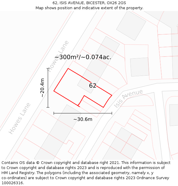 62, ISIS AVENUE, BICESTER, OX26 2GS: Plot and title map