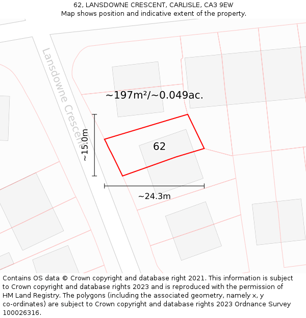 62, LANSDOWNE CRESCENT, CARLISLE, CA3 9EW: Plot and title map