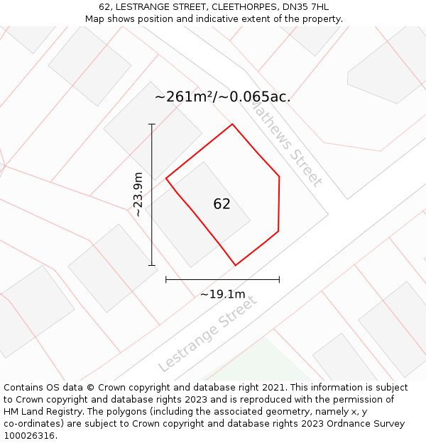 62, LESTRANGE STREET, CLEETHORPES, DN35 7HL: Plot and title map