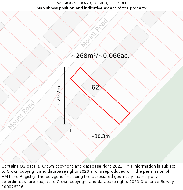 62, MOUNT ROAD, DOVER, CT17 9LF: Plot and title map