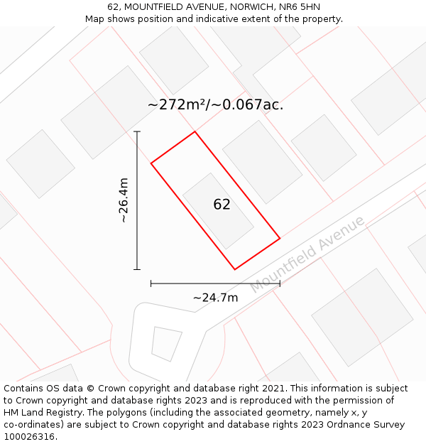 62, MOUNTFIELD AVENUE, NORWICH, NR6 5HN: Plot and title map